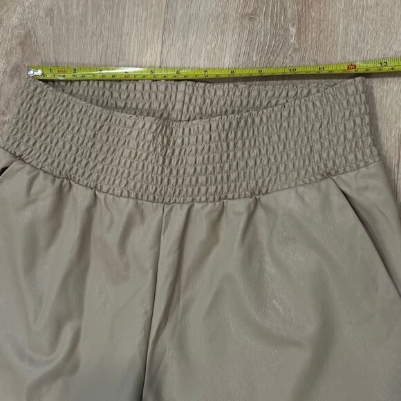 Commando, Sand Tan Faux Leather Jogger Pants Smocked Elastic Hem, Women’s Medium - Picture 11 of 15